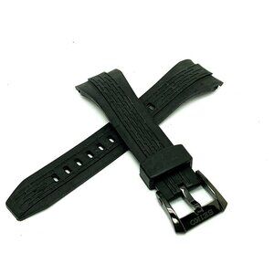 Replacement Band for Seiko Men's Watch Black Rubber Strap 26mm Lug Black Buckle